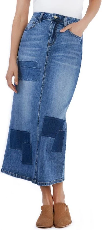 skirt Wash Lab Denim Retro Patchwork Maxi Skirt Nordstrom $168