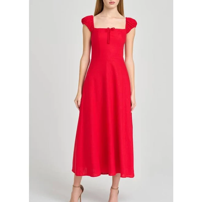 dress WAYF Women's Carina Cap Sleeve Linen Blend Maxi Dress Nordstrom $99