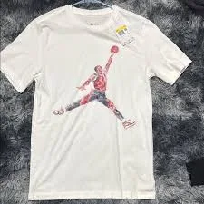 top White Jordan T-Shirt with Red and black Graphic Poshmark $30