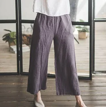 pants Wide-Leg Linen Culottes Etsy - OldLinenMill $87.71
