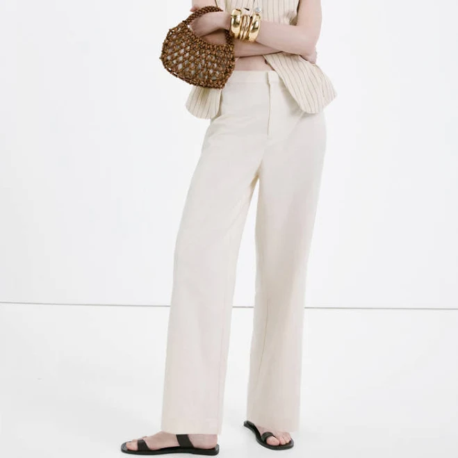 pants Woman MANGO Linen high-waist trousers shop.mango.com $69.99