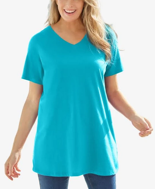 top Woman Within Perfect Short-Sleeve V-Neck Tunic Woman Within $9.99