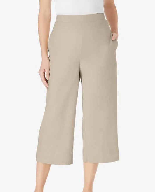 pants Woman Within Plus Size Linen Capri Pants Woman Within $26.99