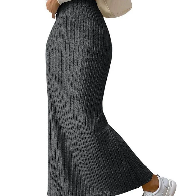 skirt Women’s High-Waisted Ribbed Maxi Skirt Side Slit Knit Skirt for Casual Dressy Outfits, Women's, Size: XL, Dark Gray Kohl's $32.99