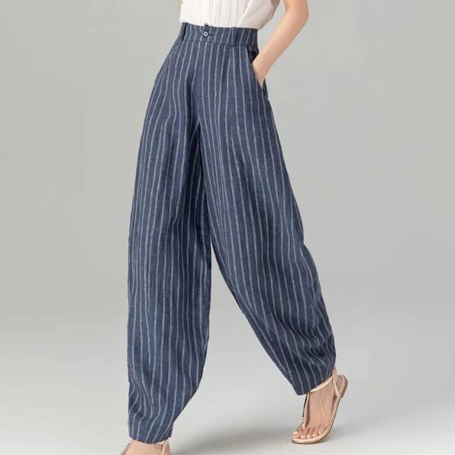 pants Women's Baggy Wide Leg Linen Pants Etsy - xiaolizi $71.1
