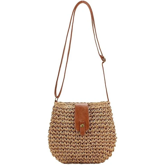 bag Women's Boho-Style Woven Straw Crossbody Bag with Leather Strap MiniInTheBox.com $16.99