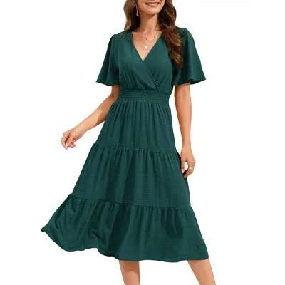 dress Women's Casual Wrap V Neck Midi Dress Target $42.99
