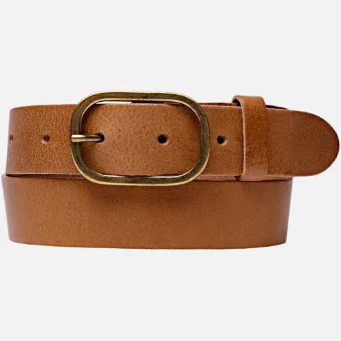 accessory Women's Classic Leather Belt with Gold Buckle Amsterdam Heritage $85