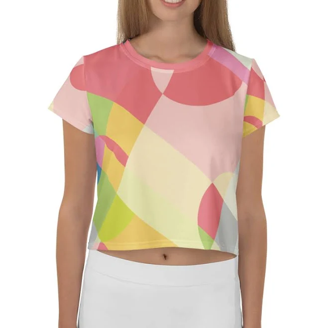 crop top Women's Crop Top – Pink, Yellow & Green Abstract eBay - tagandstitch $37.99
