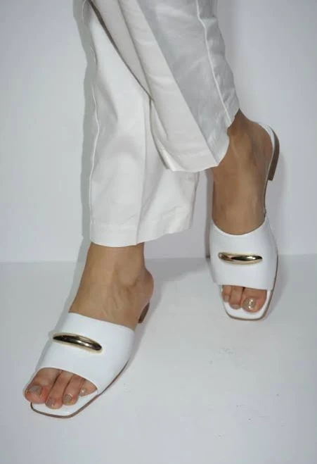 shoes Women's Genuine Leather Slip-On Slides with Gold Buckle Etsy - Seller $133.41