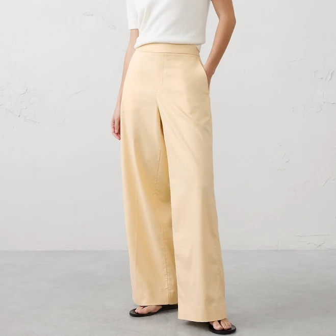 pants Women's High-Rise Wide-Leg Linen-Blend Pants Banana Republic Factory $50