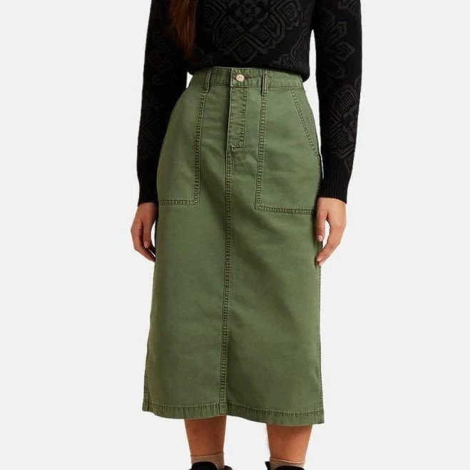 matching set Women's High Waist Cotton Twill Wrap Midi Skirt Etsy - Seller $66.42