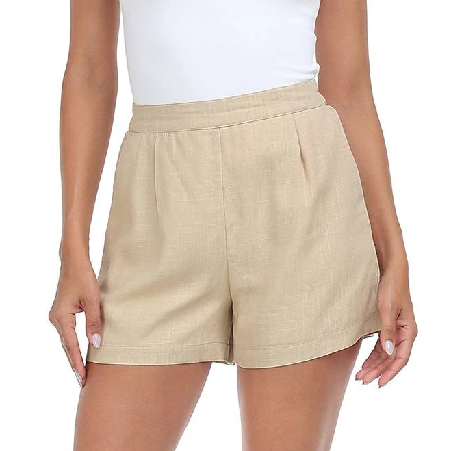 shorts Women's High-Waisted Linen Blend Shorts with Pockets ShopHDE $32.99