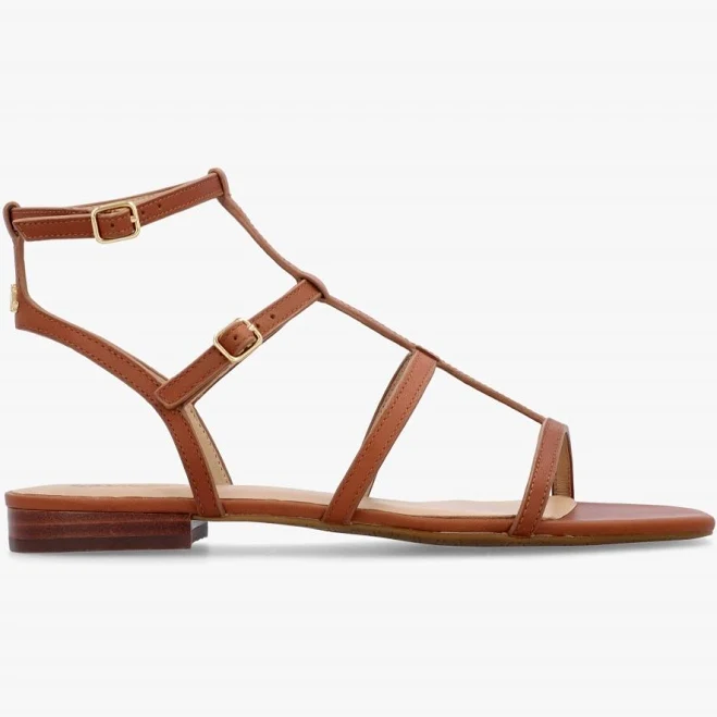shoes Womens Lauren Ralph Lauren Everley Lauren Tan Leather Gladiator Sandals Daniel Footwear $117.21