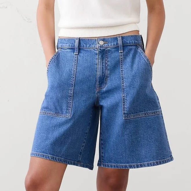 shorts Women's Mid-Rise Denim Bermuda Shorts Banana Republic Factory $48