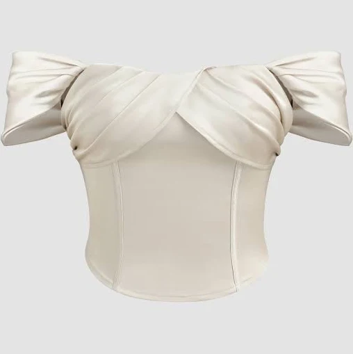 off-shoulder top Women's Off-Shoulder Satin Corset Top Cider $8.37