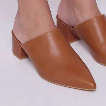 shoes Women's Pointed Toe Block Heel Mules Rainbow Shops $19.99