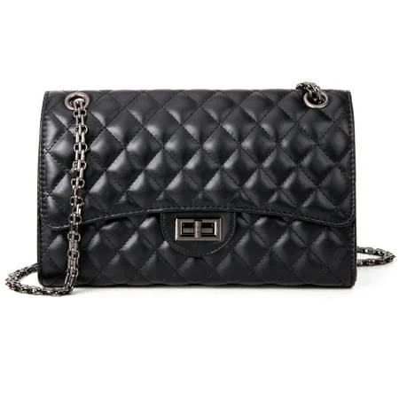bag Women's Quilted Leather Crossbody Shoulder Bag Walmart - DAKOMM $13.99