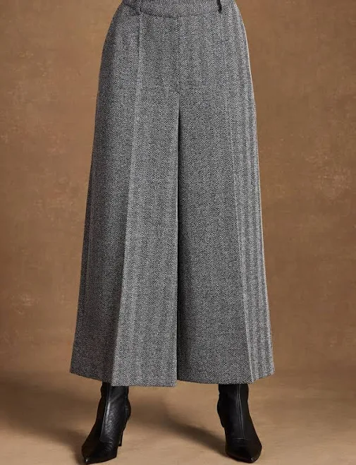 culottes Womens Ro&Zo Grey Herringbone Culottes US 10 Next USA $190