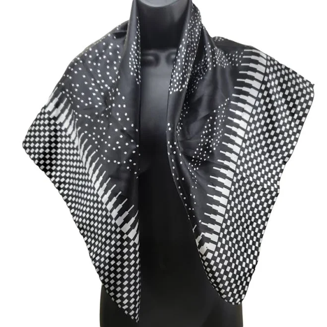accessory Women's Scarf Black White Geometric Design 32x35" Square Wrap eBay - thethriftersguide $15.4