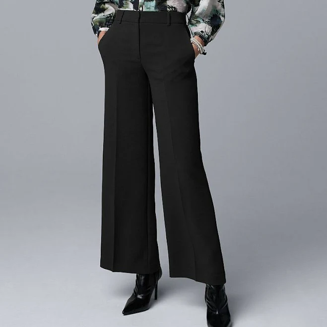 pants Women's Simply Vera Vera Wang Luxe Crepe Wide Leg Trousers, Size: 0 Short, Black Kohl's $39.99