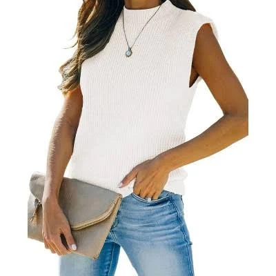 top Women's Sleeveless Mock Neck Ribbed Sweater Vest Target $27.29