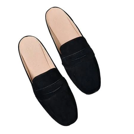 shoes Women's Suede Square Toe Backless Slip-On Penny Loafers Walmart - Pandaie& $22.99