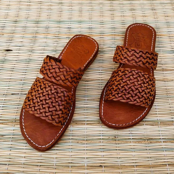 shoes Women's Two Strap Braided Woven Leather Slides Etsy - Seller $73.71