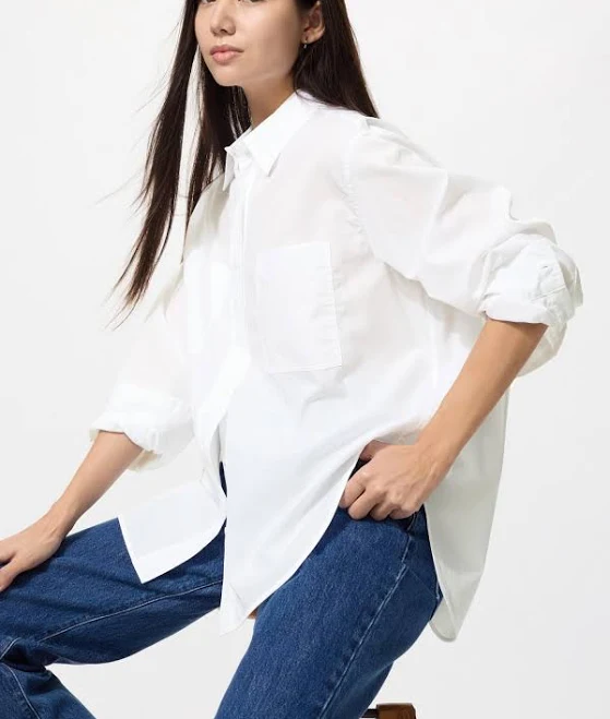 button down shirt Women's UNIQLO Cotton Oversized Shirt uniqlo.com/us $29.9
