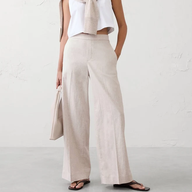 two piece set Women's Wide-Leg High-Rise Linen-Blend Pant Banana Republic Factory $60