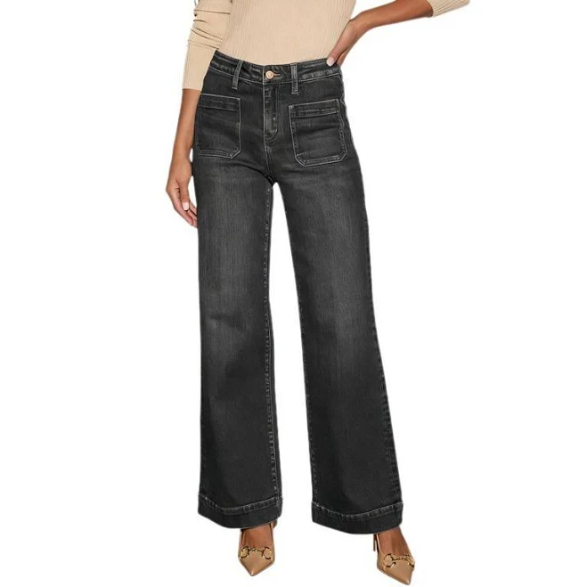jeans Womens Wide Leg Jeans High Waisted Straight Leg Stretchy Vitange Y2K Loose Denim Pants with Pockets, Women's, Size: Small, Black Kohl's $45.99