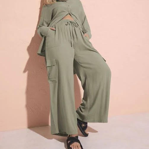 pants Yours Curve Linen Cargo Trousers Yours Clothing United States $45