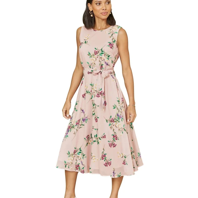 dress Yumi Women's Floral Print Sleeveless Tie Waist Midi Dress Macy's $111.75
