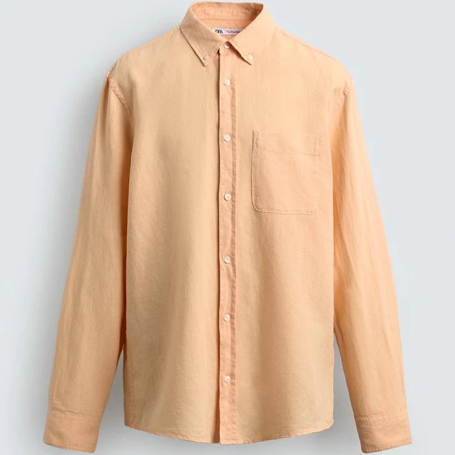 top Zara Men's Regular Fit Linen Cotton Shirt Zara USA $59.9