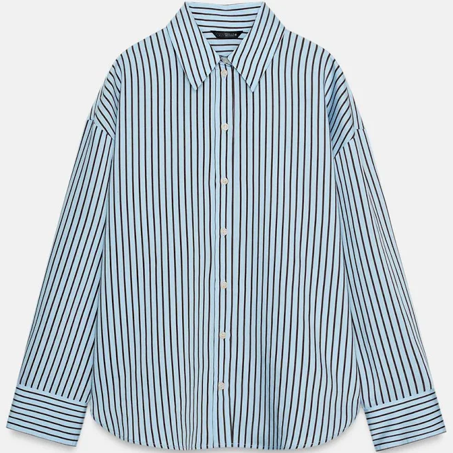 shirt Zara Oversized Striped Poplin Shirt Zara USA $49.9