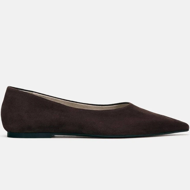 shoes Zara Pointed Suede Ballet Flats Zara USA $47.94