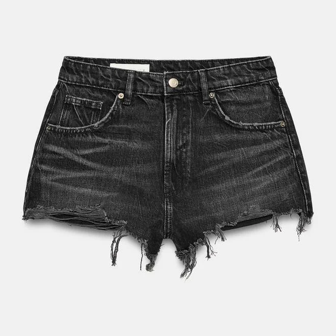 bottoms Zara Trf Ripped High-Waisted Denim Shorts Zara USA $45.9