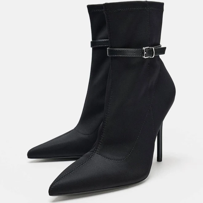 shoes Zara Woman's Buckle Heeled Ankle Boots Zara USA $75.9