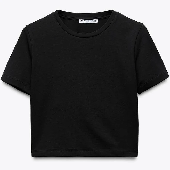 top Zara Women's Cropped Short Sleeve Top Zara USA $12.9