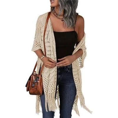outerwear Zeagoo Women's Open Front Crochet Tassel Cardigan Target $29.99