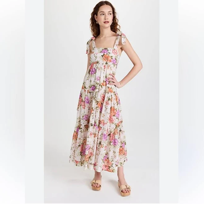 skirt Zimmermann Skirts | Nwot Zimmermann Cream Midi Skirt With Pink & Orange Floral Print | Color: Cream/Pink | Size: 2 | Pm-25726502's Closet Poshmark $258