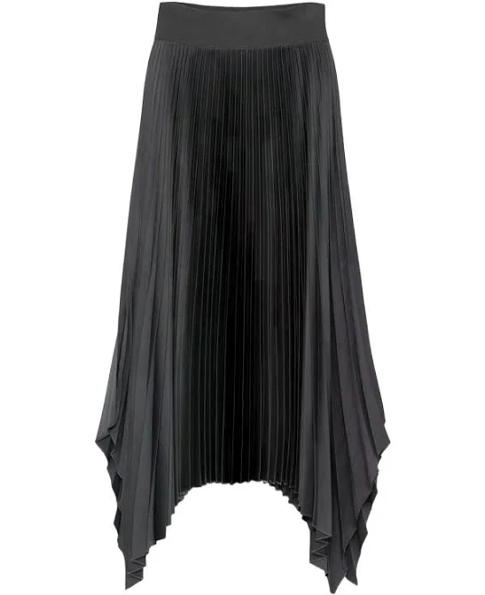 Joseph Pleated Asymmetric Hem Midi Skirt
