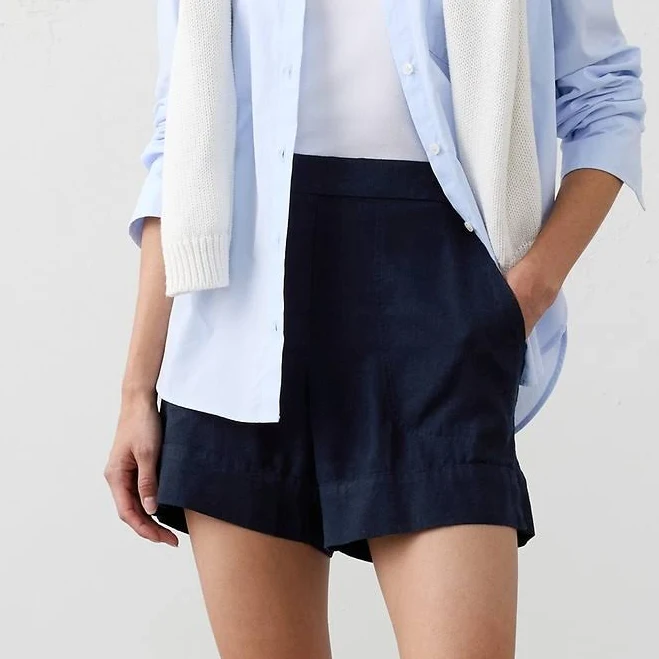 Women's High-Rise Linen-Blend Pull-On Shorts