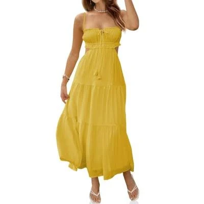 Imily Bela Women's Backless Spaghetti Strap Flowy Maxi Dress