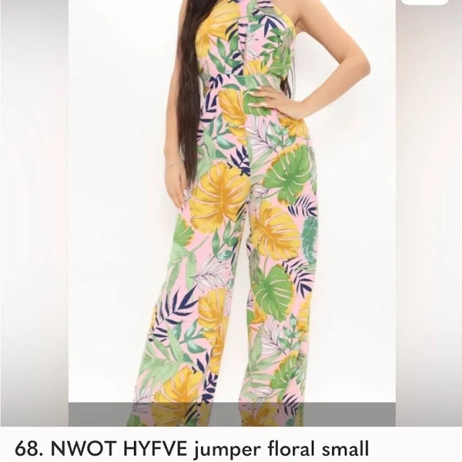 Hyfve Pants & Jumpsuits | Hyfve Tropical Floral Jumpsuit - Pink And Green | Color: Pink/Yellow | Size: S | Cindynikes's Closet