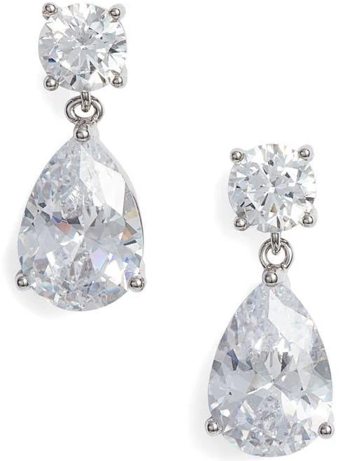 Nordstrom Teardrop Cubic Zirconia Silver Earrings