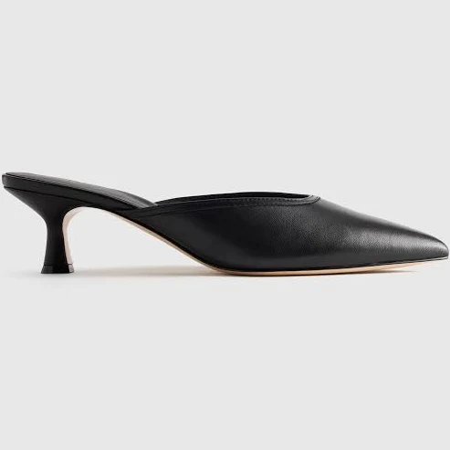 Italian Leather 55mm Kitten Heel Mule in Black