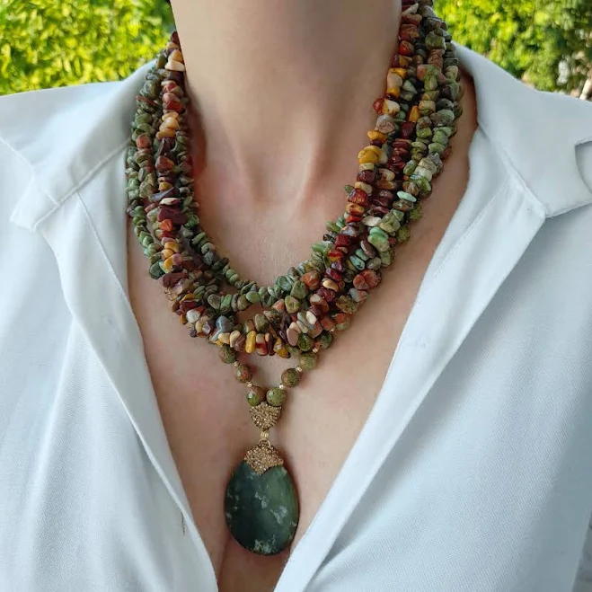 Handmade Chunky Gemstone Necklace Set