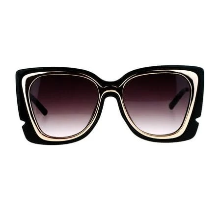 Cat Eye Double Frame Rectangular Oversize Sunglasses