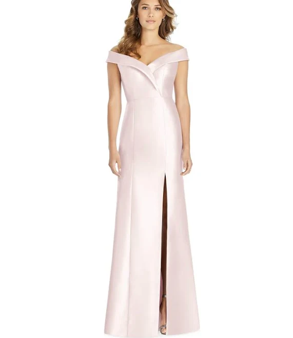 Alfred Sung Off-The-Shoulder Satin Gown